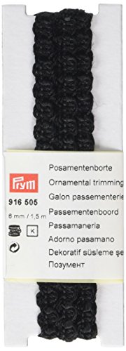 Prym Passamaneria in Tessuto a Zig-Zag, in Misto Poliestere, Colore Nero, 6 mm, 1,5 m