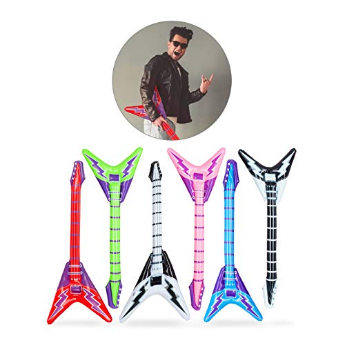 relaxdays- Chitarra Gonfiabile "Elettrica", Air Guitar, Accessorio per Karaoke e Feste, 95 cm, Vari Colori Ragazzi, VariColori, 95,00 x 38,00 x 9,00cm, 10024258