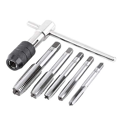 Giramaschi, M6-M12 1Mm-1,75Mm Set Di Viti, Acciaio Per Cuscinetti Regolabile 6 Pz Set Di Utensili Per Maschere T-Handle Metrico, Adatti Per Operazioni Di Maschiatura Manuale