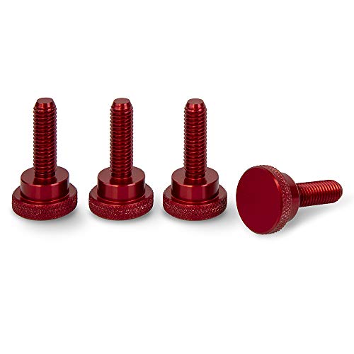 PrecisionGeek Viti zigrinate / vite a spalla M6 x 19mm Aluminium anodizzato rosso – 4 pz