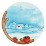 THUN ® – Piattino Chiaro di Luna con casetta Piccolo – Linea Chiaro di Luna – Porcellana – 20 cm ø