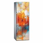 Sticker Adesive per Frigo Foglia Autunno Finestra Impressione Digitale | Diverse Misure | Adesivo per Applicazione Resistente e Facile | Adesivo Decorativo Design Elegante