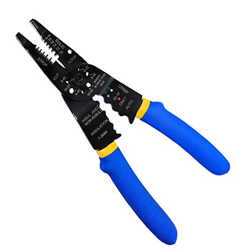 S&R Pinza Crimpatrice Spelafili Professionale 21 cm per Cavi Coassiali / Pinza Elettricista multifunzione: Taglio – Strippaggio – Crimpatura