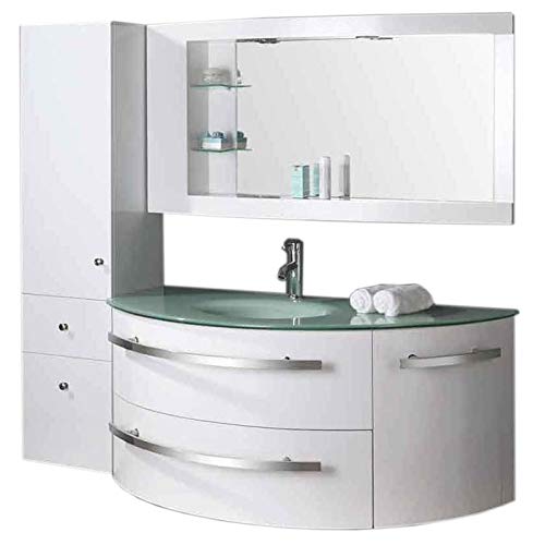 Simba Srl ARREDO Bagno Mobile Bagno Bianco Un LAVANDINO + Specchio + Colonna SOSPESO MOD. Ambassador New