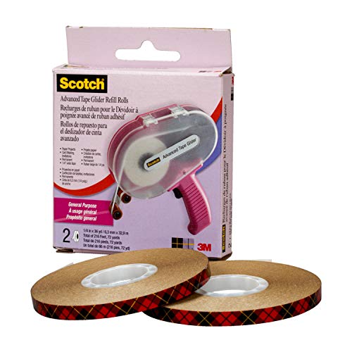 Scotch Cat 085 Advanced Tape Glider with 2 Rolls of 1/4-Inch by 36-Yard Acid Free Tape,Cure Pink by Scotch 2