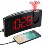 Mpow ?Versione Semplice?Sveglia con Proiettore, Sveglia da Comodino, Sveglia Digitale, Sveglia Digitale da Comodino, 5” Display LED con Dimmer, 3 Luminosità, Grandi Numeri Rossi, Snooze, Porta USB