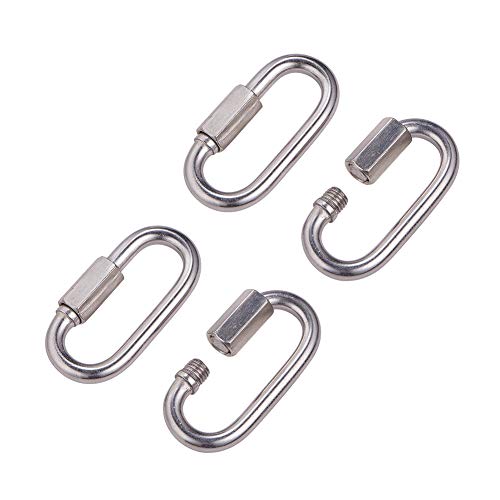 Increway 4 pezzi M6/0,6 cm in acciaio INOX 304 D forma moschettone Quick Link catena portachiavi fibbia