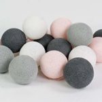 Cotton Ball Lights Pink-Grey 10 – Palline di cotone, colore: bianco, rosa, grigio