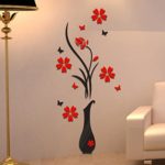 Topgrowth Wall Sticker Adesivi da Parete DIY Vaso Fiore Albero Cristallo Adesivi Murali 3D Home Decor