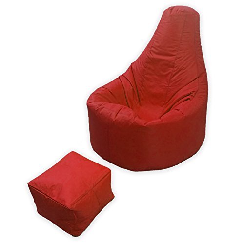 MaxiBean e Outdoor Garden Lounge Gamer con poggiapiedi in Coordinato, Rosso Materiale Impermeabile di Alta qualità 2