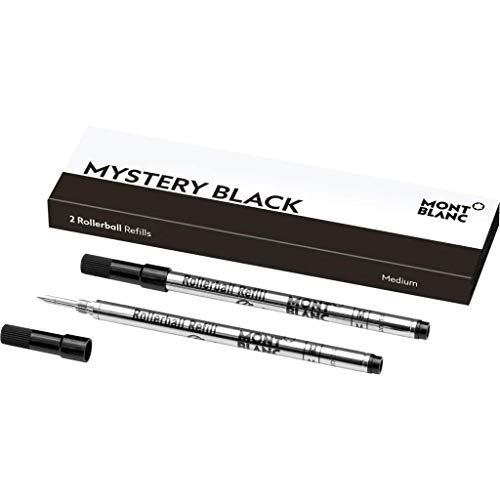 Montblanc 105158 – Refill (M) per penne roller e fineliner, Mystery Black (nero) – Ricariche di alta qualitá, punta media, 1 x 2 Refill