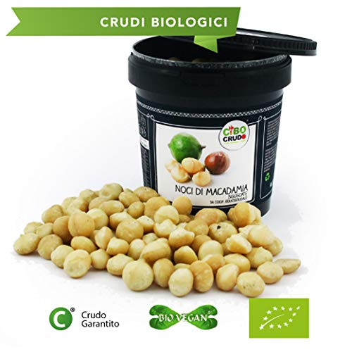 CiboCrudo Noci di Macadamia Giganti Sgusciate Crude, Intere e Giganti – 125gr – Non Tostate, Senza Guscio, Ricche di Sali Minerali, Fibre e Carboidrati, Etichette in Italiano