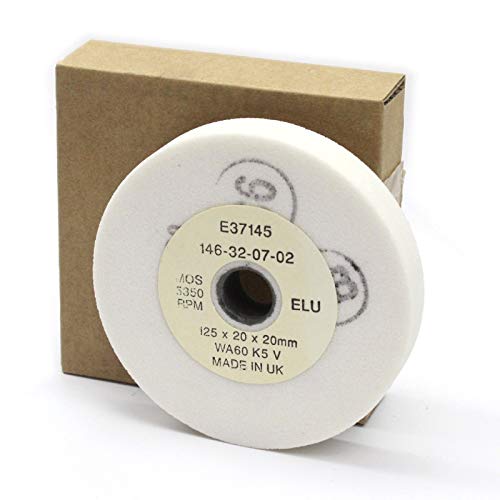 Elu E37145 – Mola abrasiva da banco, 125 x 20 x 20 mm, colore: Bianco Prodotto realizzato nel Regno Unito.