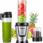 Yabano Frullatore, Blender 5 In 1 con 3 Bottiglie Portatili, Frullatore Tritatutto Multifunzione con 4 Lame in Acciaio Inox per Frappè, Ghiaccio, Frutta, Verdura e Pappe Bimbi, 800W, 28000RMP