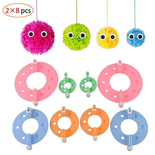 16 pcs Pom Pom Maker, 4 Taglie Fluff Ball Weaver Needle Pompom Maker Set-Filato di Lana Maglia Set di Attrezzi per Artigianato -Fai da Te Pompoms Artigianato Doll Making Kit(3,5cm/5.5cm/7cm/9cm)