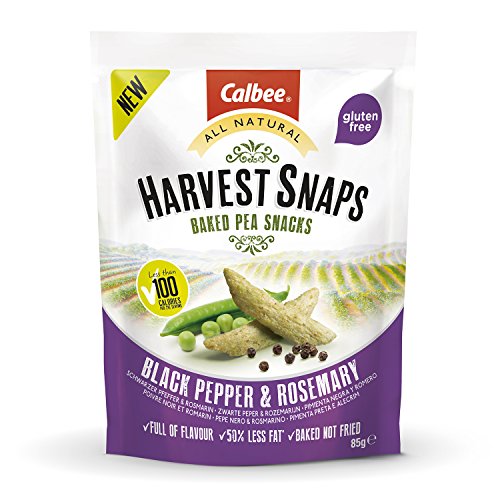 Harvest Snaps – Baked Pea Snacks – Black Pepper & Rosemary (12 bags of 85 grams)