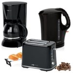 Set Colazione, Macchina da caffè 14 tazze, Tostapane 2 fette, Bollitore di acqua elettrico 1,7 litri, Nero stile Colour Up