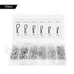 150 Pezzi Coppiglie Inox, Coppiglie Spaccate a R 6 Misure Hitch Pin Assortimento kit, Assortimento Coppiglie Elastiche con Cassetta