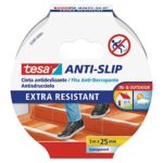 tesa Nastro Antiscivolo – Adesivo Antiscivolo per l’Uso Interno ed Esterno – Per Scale e Pavimenti Lisci – Trasparente – 5 m x 25 mm