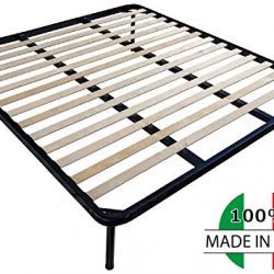 DOLCI SOGNI Rete 160×190 Letto A DOGHE Matrimoniale con Doppia Barra Centrale in Ferro-con Piedi 40 CM, Nero, 160_x_190_cm