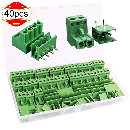 RUNCCI 5.08 mm distanza 2 Pin 4 Pin plug-in vite PCB terminal block connettore ad angolo retto (40 pz, 20pairs)