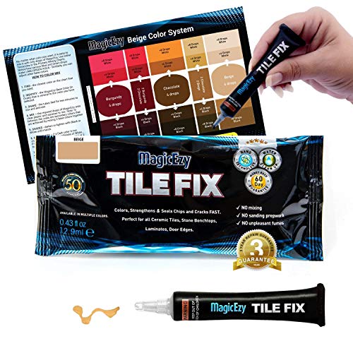 MagicEzy Tile Fix – Fills and Colours Fessure e schegge di piastrelle in pochi secondi: Filler per piastrelle lucide (Red-Beige) 2
