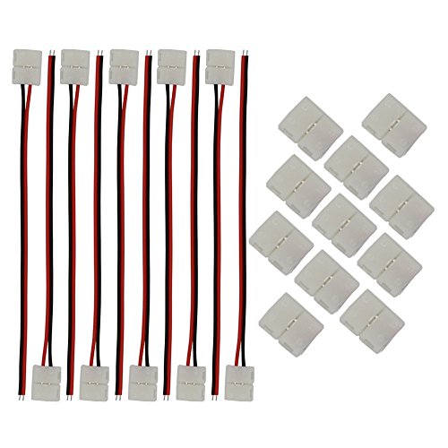 CESFONJER 10 PCS Connettore cavo da a 2 pin, 10 PCS 2 poli rapido connettore per 3528 striscia LED Unico colore senza saldatura