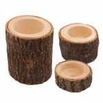 SUPVOX Portacandele in legno tronchi di legno decorativi mini Succulente Vaso Fioriera 3 pezzi