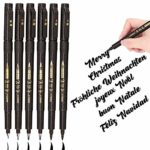 Brush Pen 6 PCS, Pen Brush Lettering Nero, Penne Calligrafia 4 Taglie, Pennarello Indelebile Punta Fine, Pennarello Punta Grossa per Calligrafia, Hand Lettering, Kana/Kanji, Disegno, Manga