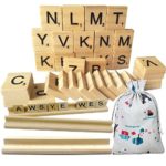 Legno Scrabble piastrelle, Meiso scarabeo e 300 in legno lettera rastrelliere New Scrabble lettere in legno pezzi 3 set completi – Great for Crafts, Pendants, spelling