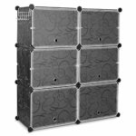 Homfa Armadio Scarpiera fai da te di plastica cubo scaffali con ganci 10 scomparti e 6 porte Nero 80X30X91Cm