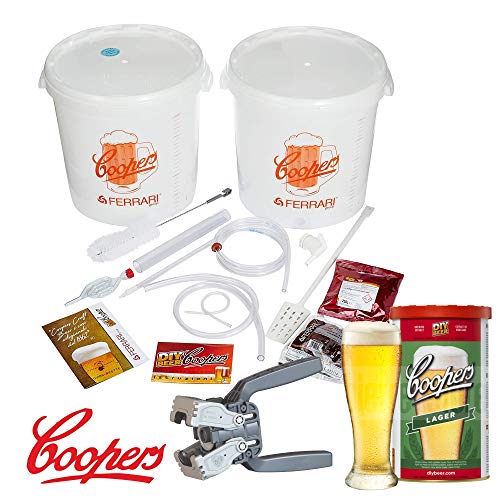 KIT Fermentazione Birra Lusso Coopers con un Malto Lager e la Tappatrice 2