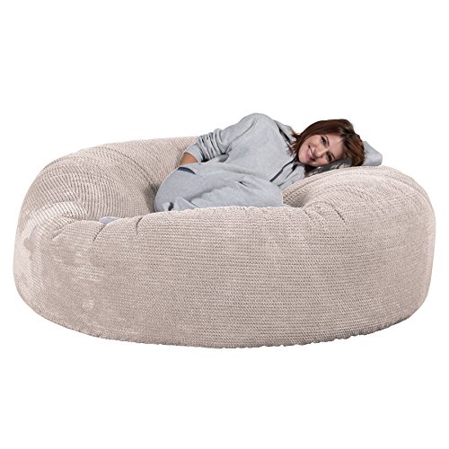 Lounge Pug®, Pouf Sacco Gigante XXXL ‘Mega Mammut’, Pompon – Panna