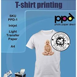 PPD A4 Carta Trasferibile Termoadesiva Per Stampanti A Getto D’Inchiostro Inkjet – T-Shirt E Tessuti Di Colore Chiaro x 5 Fogli – PPD-1-5