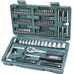 Mannesmann M29166 – Set chiavi a tubo, a cricchetto, In valigetta di plastica, 130 pezzi