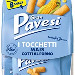 Gran Pavesi Snack Tocchetti, Snack al Mais Cotti al Forno, Senza Olio di Palma – 8 Pacchetti (256 g)