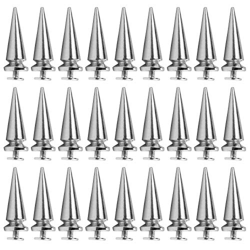 Borchie Migavan,50Pcs 10X25Mm Lega a Forma di Proiettile Borchie per Rivetti Borse Artigianali in Pelle Artigianali Scarpe Giacche,Argento