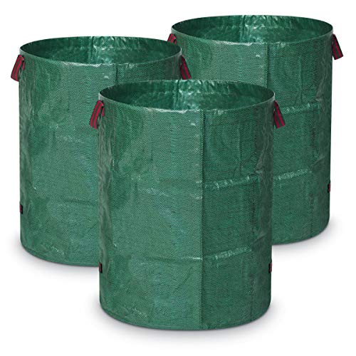 Navaris Sacchi per rifiuti da Giardino – Set 3X Sacco XXL Pieghevole e Robusto – Cesto raccogli Foglie Erba – Cesta Giardinaggio 272 Litri 67x76cm