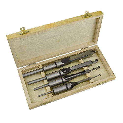 4pc mortasa utensile da trapano impostare 6,10,13 & 16mm scalpelli in cassa di legno Woodworking TE665