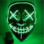 Kaliwa Maschera LED Halloween Maschera – Divertente Maschere con 3 modalità Flash Illuminano al Buio per Halloween Carnevale Festa Costume Cosplay Decorazione (Verde)