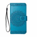 Cover Galaxy S6, SONWO PU Pelle Portafoglio Custodia Sbalzato Datura Modello Flip Libretto Custodia con Carte Credito Slot e Supporto Funzione per Samsung Galaxy S6, Blu