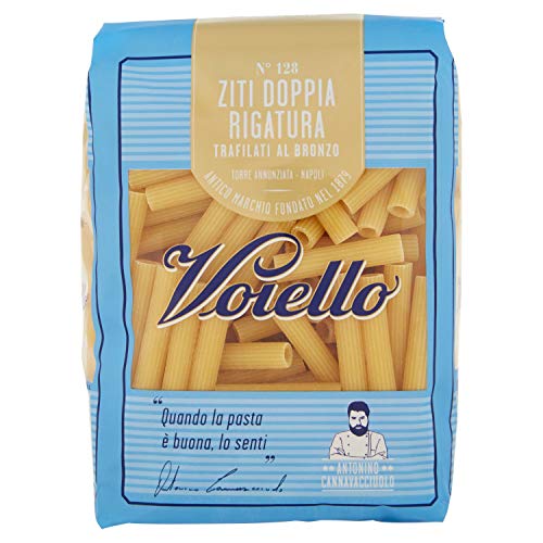 Voiello Pasta Ziti Doppia Rigatura N.125, Pasta Corta di Semola Grano Aureo 100%, Specialità Napoletane – 500 gr