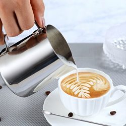 KimKing 350ml Bricco da latte Lattiera per cappuccino in Acciaio Inox Caffè Latte Art Bilance di misurazione di due lati 2