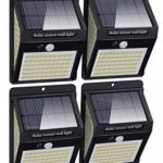 Luce Solare LED Esterno [4 Pezzi], 140LED Luci Solari Lampade Faretti Solari a LED da Esterno Sensore di Movimento IP65 Impermeabile 3 Modalità per Giardino, Parete Wireless Risparmio Energetico