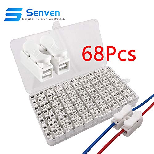 Senven®Morsettiera Terminale a Molla Rapida 62pcs 10a, Connettore a Molla Per Connettore Rapido,Connettore Rapido, Collegamento Per Cablaggio Elettrico e Alimentazione Illuminazione -68pz Ch2