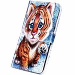 Surakey Cover Compatibile con Samsung Galaxy A7 2018/A750 Custodia Flip PU Pelle Elegante Motivo Case con Elementi a Marmo Supporto Porte Carte Anti-Scratch Portafoglio Custodia,Tigre