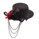 BLESSUME Gotico Donne Steampunk Ingranaggio Ali Orologio Farfalla Cappello Pizzo Capelli Clip Copricapo (E)