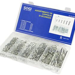 ASSORTIMENTO SET SERIE DI 150 COPPIGLIE DI SICUREZZA PERNI FERMI SOGI AS-150-COP ACCIAIO