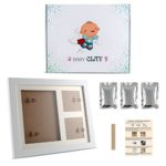 Impronta Bambino – Newlemo Cornice Bambino Baby con Porta Foto in Legno per Mani e Piedi del Bambino – Kit Impronte Neonato Perfetto per Neonato Ricordo Regalo