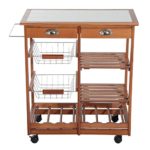 homcom – Carrello da Cucina Multiuso in Legno di Pino 74 x 37 x 75cm Marrone Chiaro